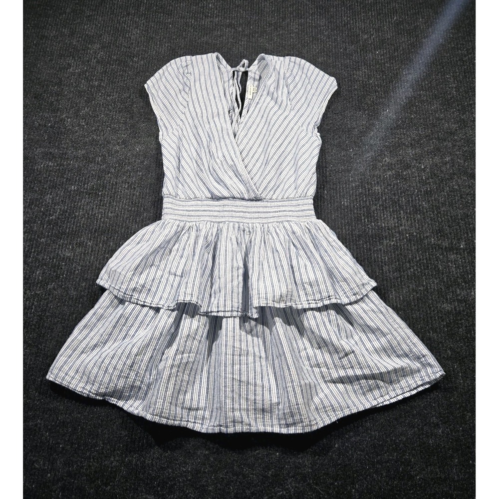 American Eagle Dress Womens Size M Blue Stripes Tiered Smocked Party Coastal